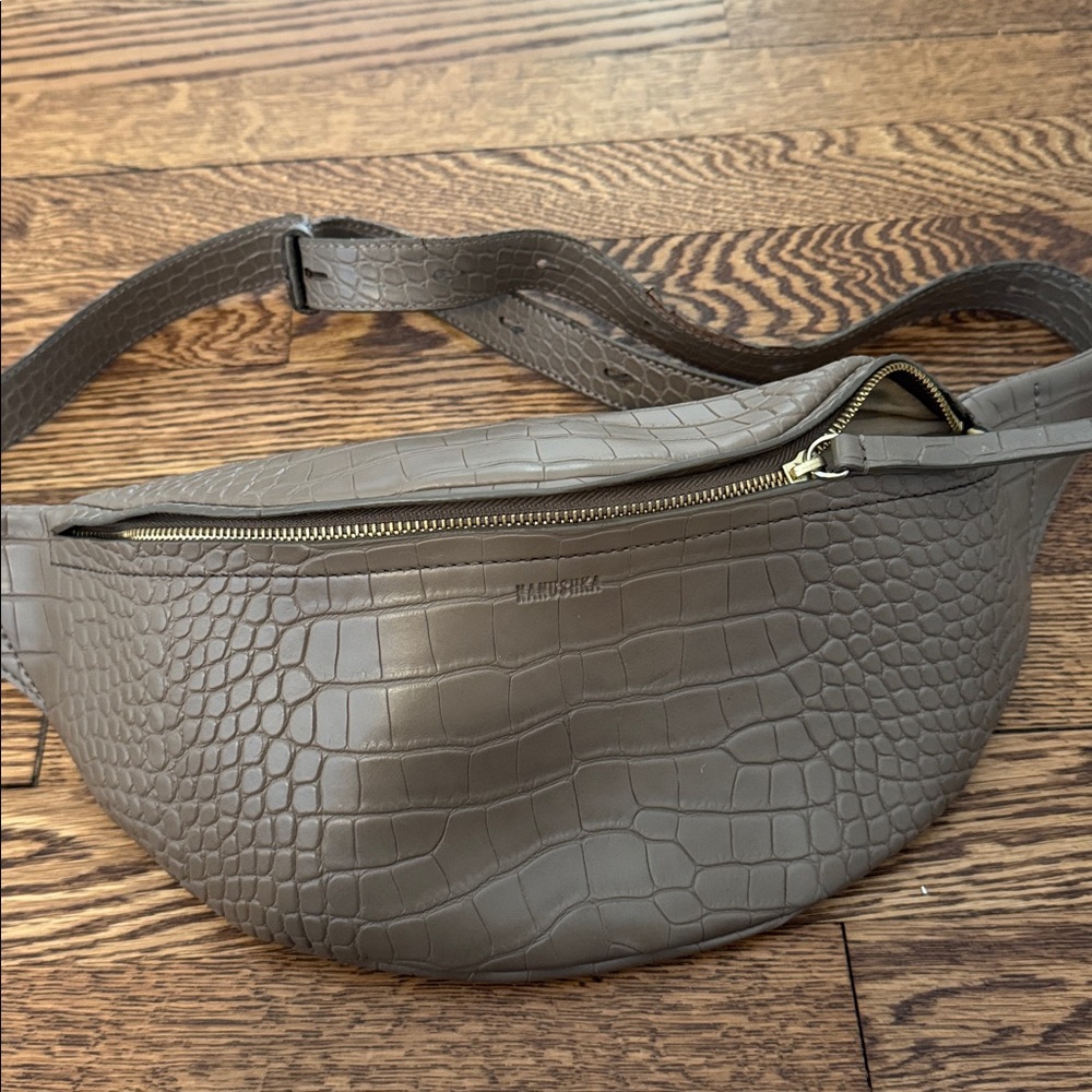 Nanushka Brown Croc-Embossed Satchel